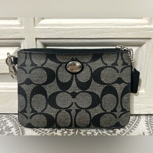 Coach Black and Tan Signature Wristlet